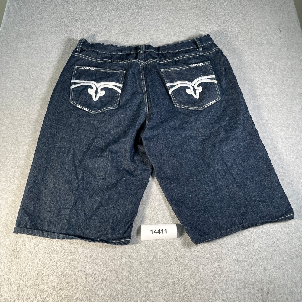 Hova Regular Fit Shorts Men 46 Blue Denim Cotton Dark Wash Flat Front Streetwear